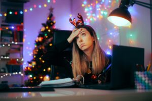 woman experiencing stress during holiday season