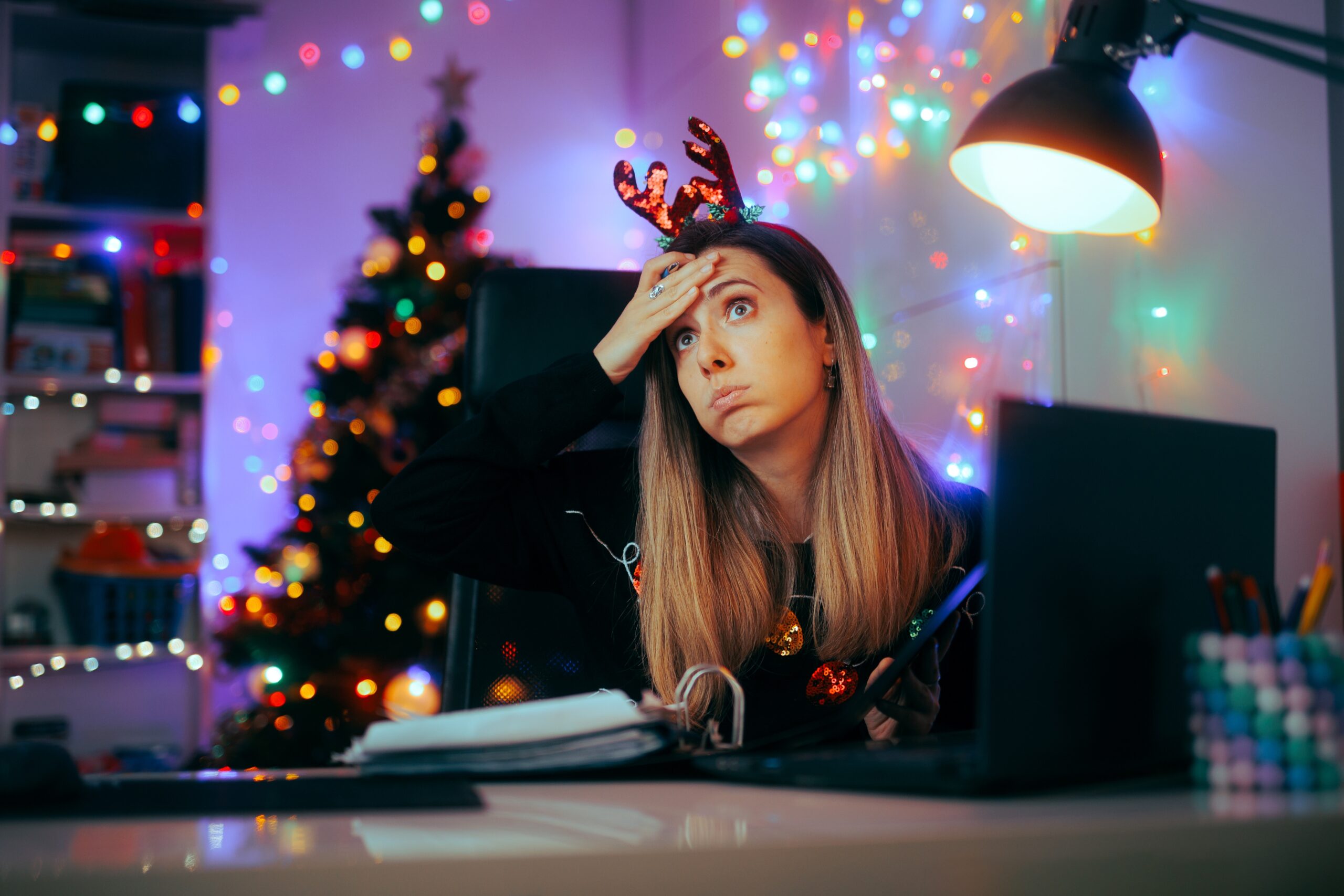 woman experiencing stress during holiday season